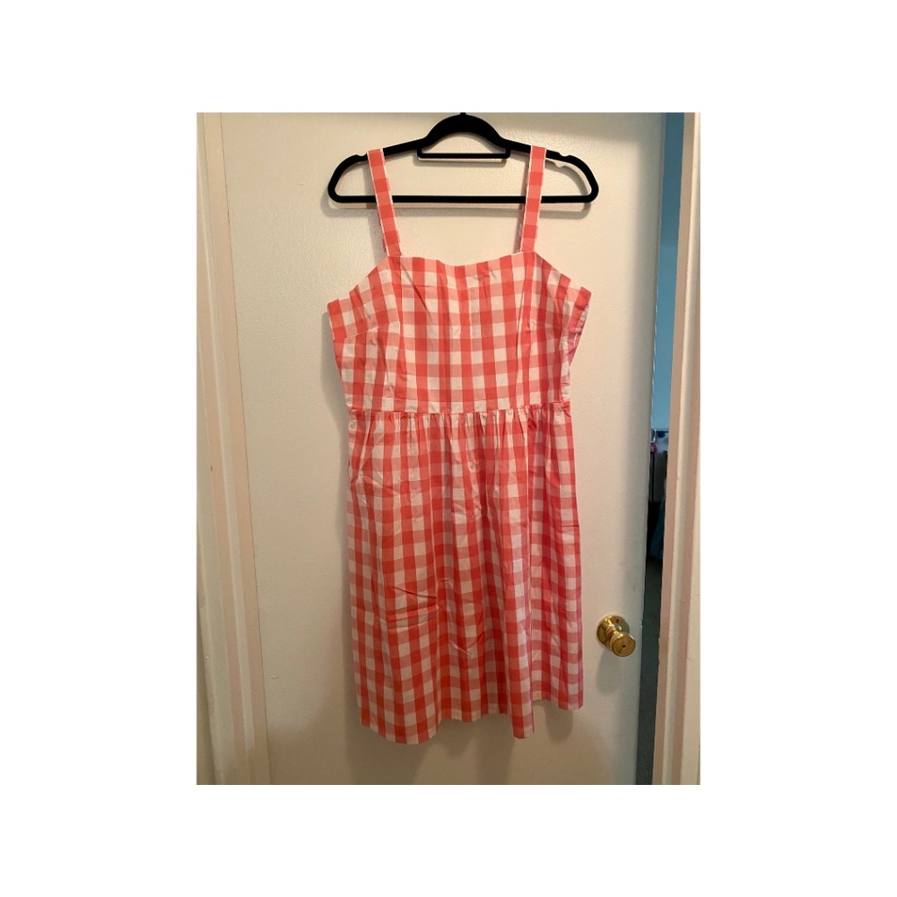 J. Crew Factory Pink and White Midi Dress